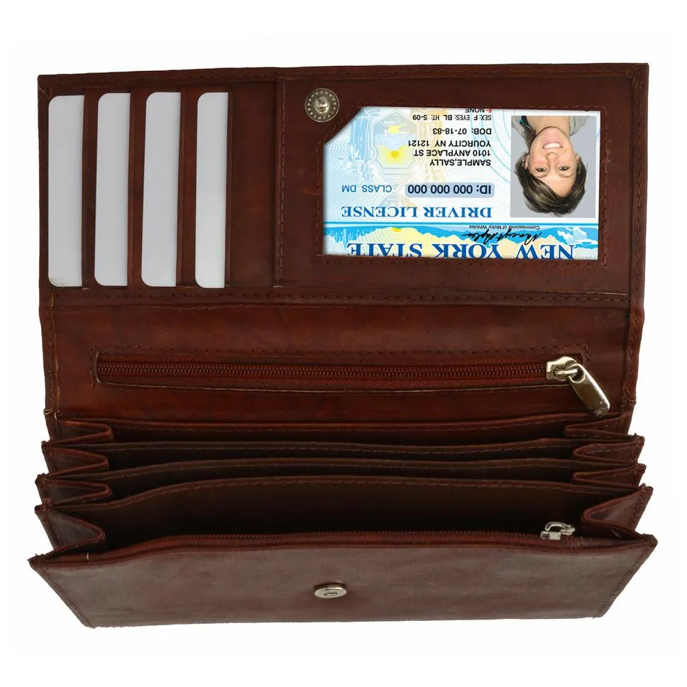 Snap enclosure Leather Women Wallet