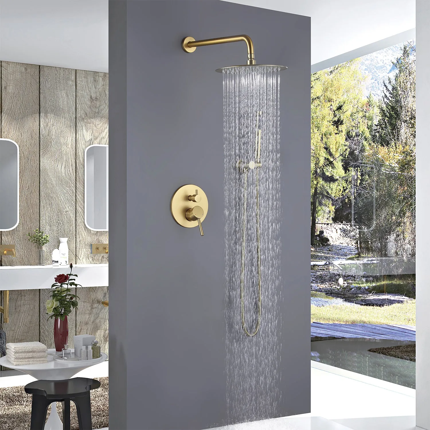 Wall Mount Shower Faucet Set Contain Pressure Balance Shower Valve Kit