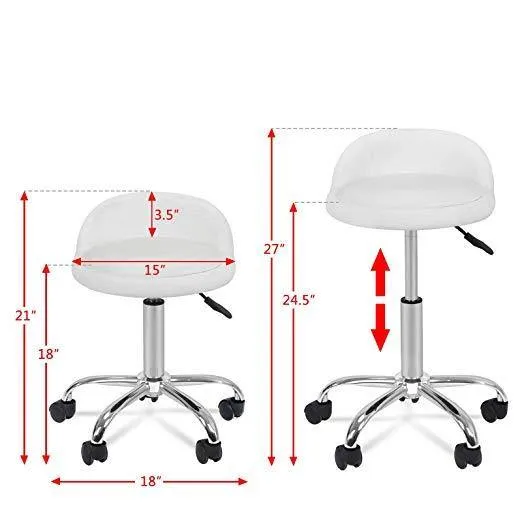 Zeny™ Adjustable Hydraulic Rolling Stool Chair,Salon Facial Medical Stool w/Backrest